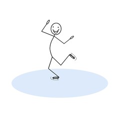 happy stick man skating, healthy lifestyle