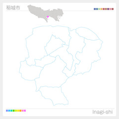 稲城市・Inagi-shi・白地図（東京都）