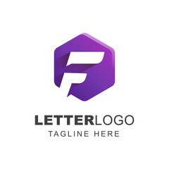 Letter F Logo design with geometric shape