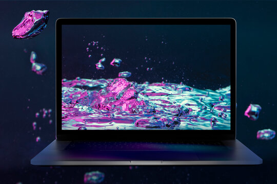 Laptop Screen Water Splash Digital Device