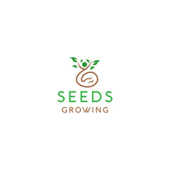 Plant seed growth vector logo template for Company