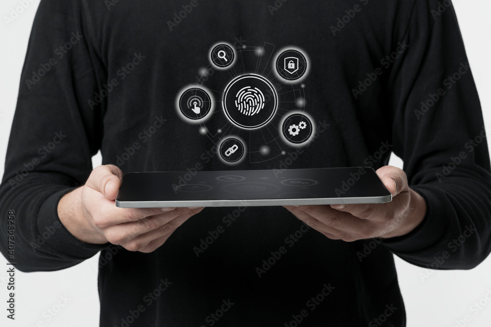 Aufkleber digital tablet fingerprint security authentication smart technology