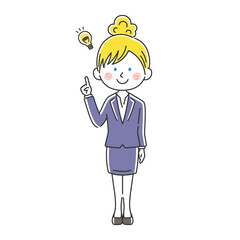 提案する白人ビジネスウーマンのイラスト