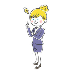 提案する白人ビジネスウーマンのイラスト
