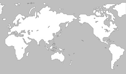 世界地図 簡略化されたアウトラインの世界地図 Wall Mural Iokuukan