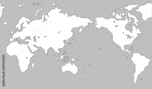 世界地図 簡略化されたアウトラインの世界地図 Wall Mural Iokuukan