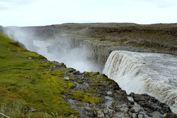 Beautiful view of Dettifoss, a waterfall in Vatnajokull National Park in Northeast Iceland in the summer