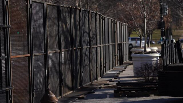 Riot fencing next to the Capitol Building  in Washington, DC, USA