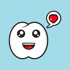 cute mascot character with love, tooth character eps 10 vector on white background