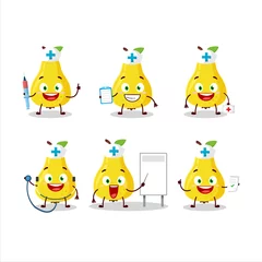 Fotobehang Doctor profession emoticon with yellow pear cartoon character © kongvector