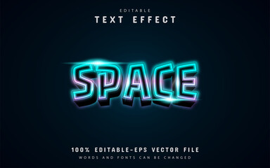 Space text, blue neon text effect