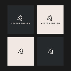 initials m shop logo vector icon illustration