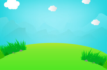 青空と草原の背景コピースペース素材