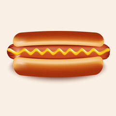 Realistic yummy hotdog vector isolated on light background for icon and design template.