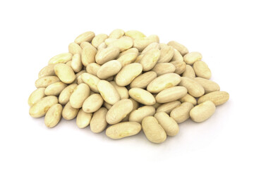 Heap of white beans isolated on white background