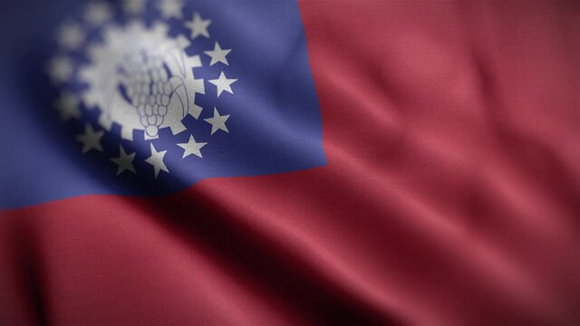Myanmar Burma Flag Textured Waving Close Up Background HD