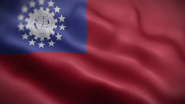 Myanmar Burma Flag Textured Waving Front Background HD