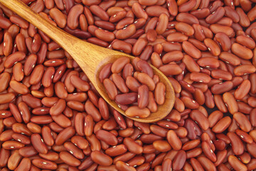 Red kidney beans with wooden spoon