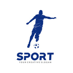 Soccer Illustration Logo Vector. Football Player Man Logo Vector