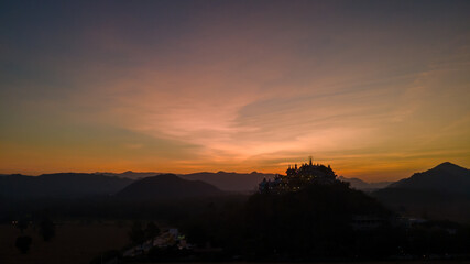 Panorama Landscape of Temple on the mountain at Simalai Songtham Temple in Khao Yai, Pak Chong,...