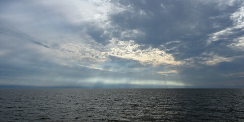 Sunset cloudscape off Middle Cape Sable beach in Everglades National Park, Florida in winter.