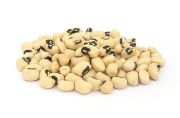Heap of black eyed isolated on white beans background