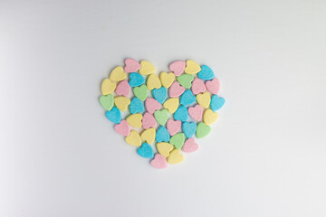 Candy heart on white background.