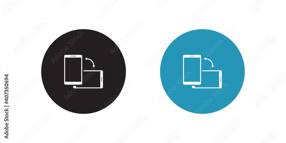 Poster Rotate Smartphone Icon Vector in Flat Style. Change Screen Orientation Symbol Image