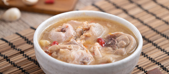 Taiwanese food - Homemade delicious garlic chicken soup