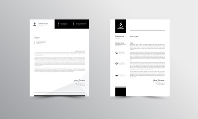 Modern Business Letterhead Design Template, Black Abtract Letterhead Design, Letterhead Template,  - vector