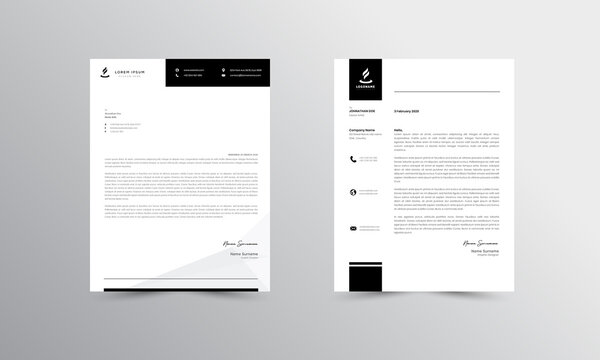 Modern Business Letterhead Design Template, Black Abtract Letterhead Design, Letterhead Template,  - vector