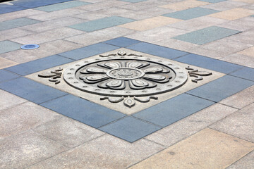 Decorative patterns on the ground of Nanshan Guanyin square, Sanya, Hainan, China