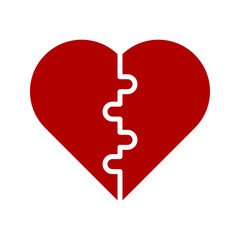 Puzzle heart vector, Valentine and love related line style icon on white background
