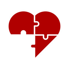 Puzzle heart vector, Valentine and love related line style icon on white background