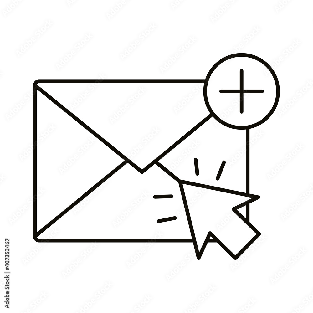 Poster digital marketing envelope with cursor line style icon vector design