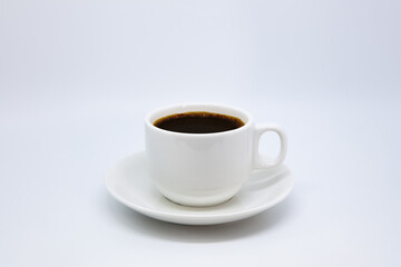 White cup of black coffee isolated on white background with clipping path

