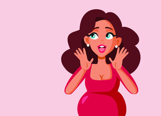 Cheerful Pregnant Woman Making an Announcement