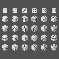 Isometric drawing of Dice Set with All Probability side, can be used as Icon, Logo, or Avatar