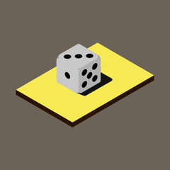 Isometric Dice with Three at top side and One Five at other side, can be used as Icon, Logo, or Avatar