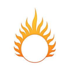 Paper cut Fire on white background, flame vector, Icon illustration