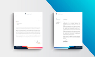 Orange and Blue Modern Business Letterhead Design Template, Abtract Letterhead Design, Letterhead Template,  - vector