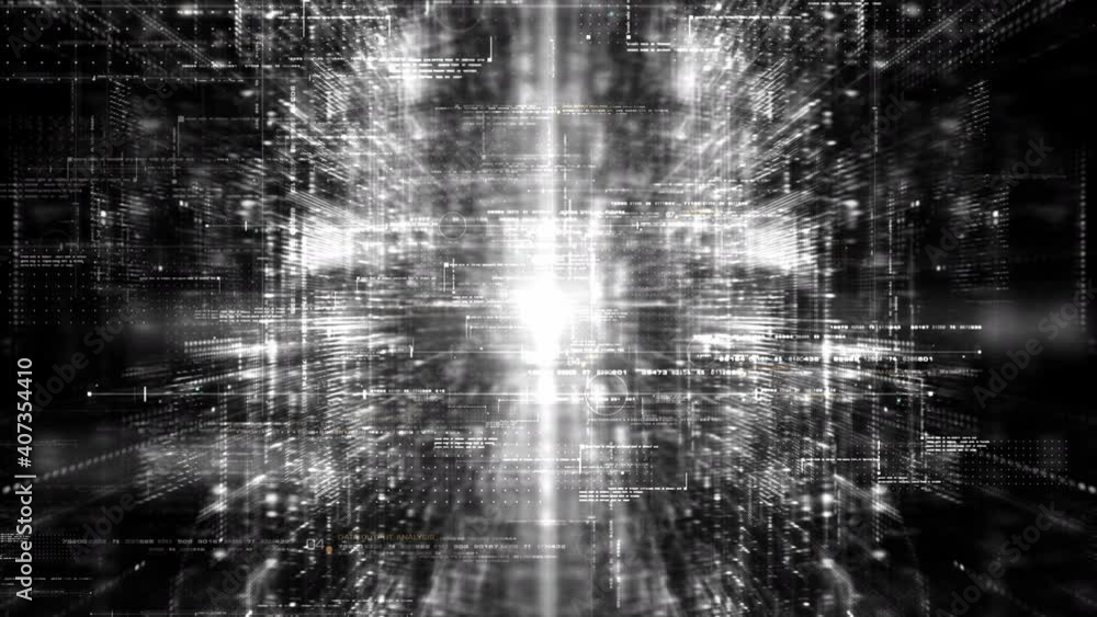 Aufkleber Holographic simulation of 5G network concept, artificial intelligence deep learning performing analytic computational head up display loop background