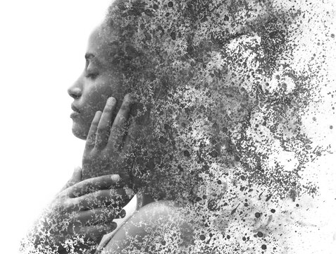 A creatice portrait with sand texture