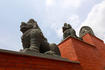 Obraz premium Stone architecture landscape in a religious and cultural tourism area, Sanya City, Hainan Province, China