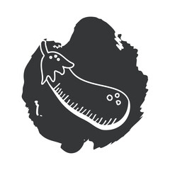 eggplant vegetable hand draw and block style icon vector design