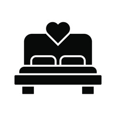 wedding and love related couple bed or double bed vector with editable stroke color editable