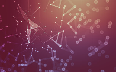 Fototapeta premium Abstract background. Molecules technology with polygonal shapes, connecting dots and lines. Connection structure. Big data visualization.