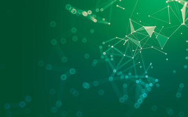 Abstract background. Molecules technology with polygonal shapes, connecting dots and lines. Connection structure. Big data visualization.