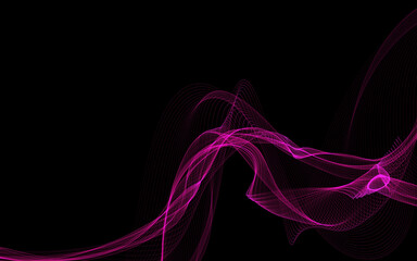 Dark abstract background with a glowing abstract waves