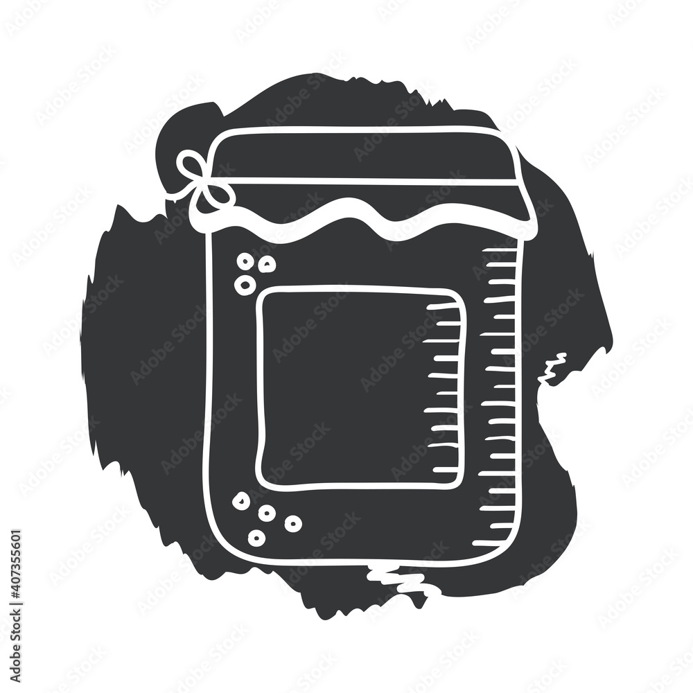Poster honey jar hand draw and block style icon vector design